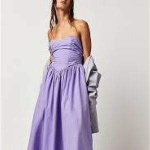 Free People Cohen Poplin Midi Dress in Light Purple Womens